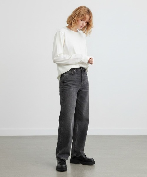 MILLER(ミラー)の「R.P.miller/Panel-Ribbed CF Crew-Neck Long-Sleeve T-Shirt /142C 秋服 冬服(Tシャツ/カットソー・レディース・ホワイト/ブラック系・LL/L/M)」の8枚目の写真