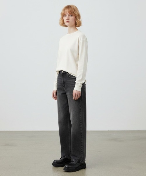 MILLER(ミラー)の「R.P.miller/Panel-Ribbed CF Crew-Neck Long-Sleeve T-Shirt /142C 秋服 冬服(Tシャツ/カットソー・レディース・ホワイト/ブラック系・LL/L/M)」の6枚目の写真
