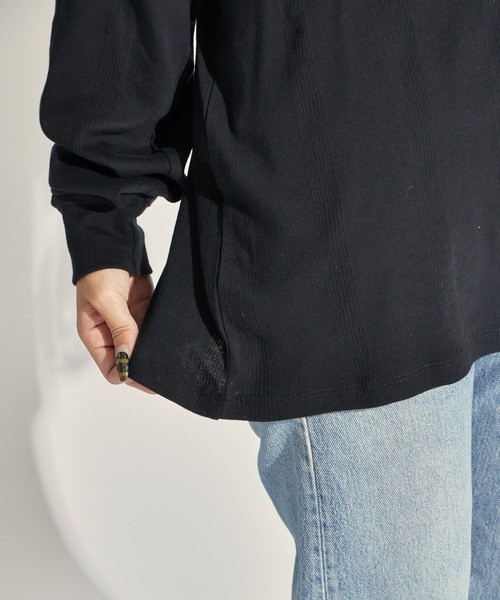 MILLER(ミラー)の「R.P.miller/Panel-Ribbed CF Crew-Neck Long-Sleeve T-Shirt /142C 秋服 冬服(Tシャツ/カットソー・レディース・ホワイト/ブラック系・LL/L/M)」の3枚目の写真