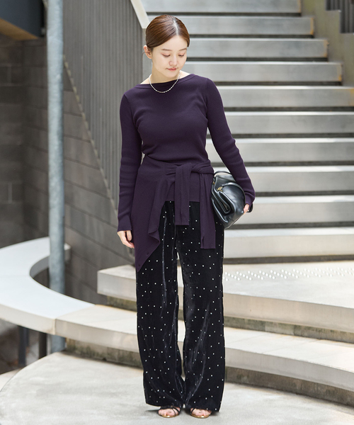 IENA(イエナ)の「《/手洗い可》ECO SPLASH ボートネックプルオーバー(ニット/セーター・レディース・ブラック/パープル/ベージュ・FREE)」の7枚目の写真