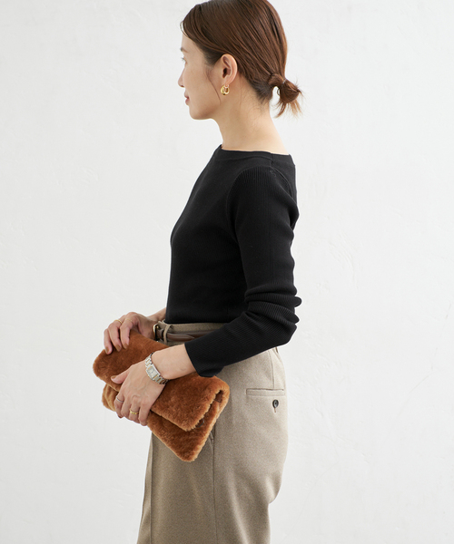 IENA(イエナ)の「《手洗い可》ECO SPLASH ボートネックプルオーバー(ニット/セーター・レディース・ブラック/パープル/ベージュ・FREE)」の13枚目の写真