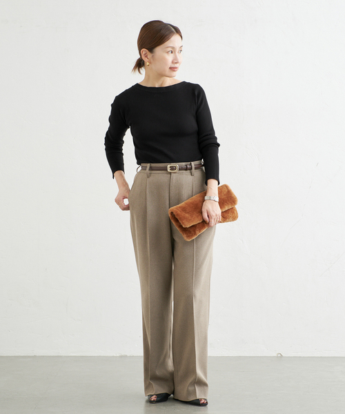 IENA(イエナ)の「《手洗い可》ECO SPLASH ボートネックプルオーバー(ニット/セーター・レディース・ブラック/パープル/ベージュ・FREE)」の15枚目の写真