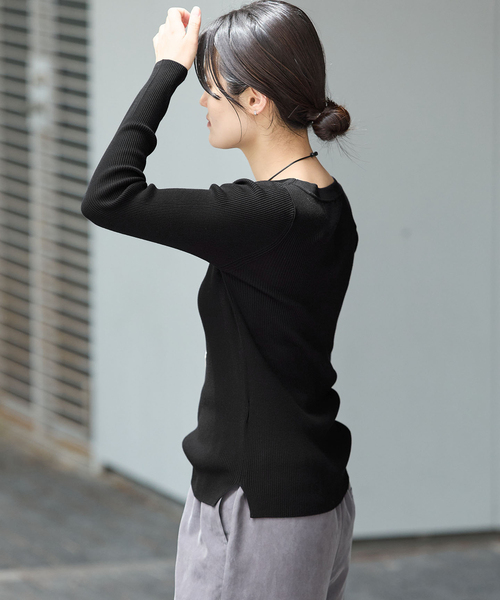 IENA(イエナ)の「《/手洗い可》ECO SPLASH ボートネックプルオーバー(ニット/セーター・レディース・ブラック/パープル/ベージュ・FREE)」の14枚目の写真