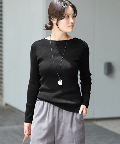 IENA(イエナ)の「《/手洗い可》ECO SPLASH ボートネックプルオーバー(ニット/セーター・レディース・ブラック/パープル/ベージュ・FREE)」の15枚目の写真