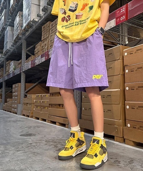 WARAIJOGO（ワライジョウゴ）の「【WARAIJOGO】ビビッドカラーロゴハーフパンツ(NEZ)（その他パンツ・メンズ・イエロー/パープル/ブラック・FREE）」の6枚目の写真