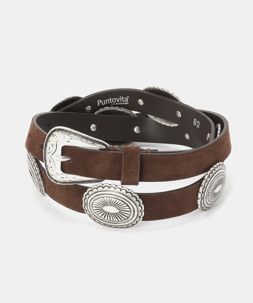 Puntovita(プントヴィータ)の「【PUNTOVITA/プントヴィータ】 CONCHO BELT BROWN(ベルト・レディース・ブラウン・80)」の3枚目の写真