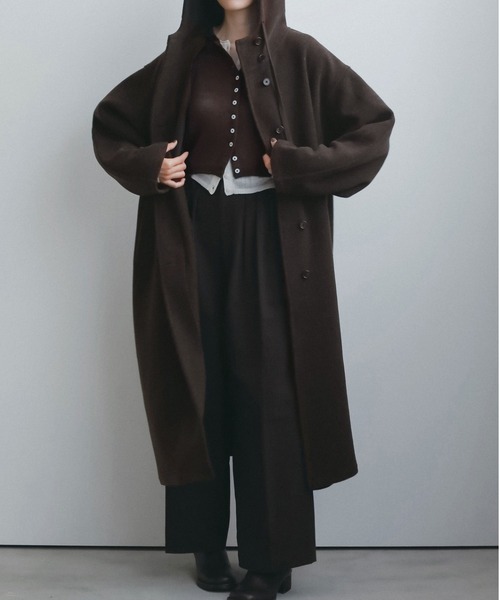 anuke（アンヌーク）の「Wool Hoodie Coat（ステンカラーコート・レディース・チャコールグレー/ブラウン/ブラック・38inch/36inch）」の3枚目の写真