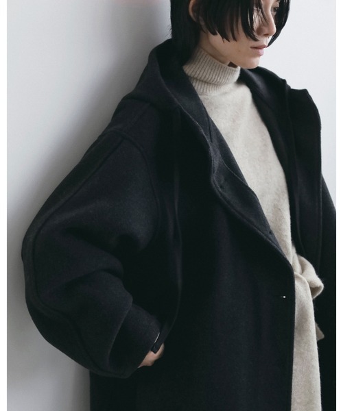 anuke（アンヌーク）の「Wool Hoodie Coat（ステンカラーコート・レディース・チャコールグレー/ブラウン/ブラック・38inch/36inch）」の21枚目の写真
