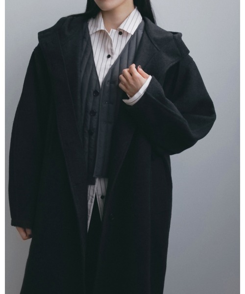 anuke（アンヌーク）の「Wool Hoodie Coat（ステンカラーコート・レディース・チャコールグレー/ブラウン/ブラック・38inch/36inch）」の15枚目の写真