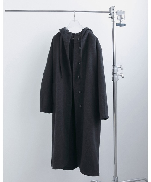 anuke（アンヌーク）の「Wool Hoodie Coat（ステンカラーコート・レディース・チャコールグレー/ブラウン/ブラック・38inch/36inch）」の4枚目の写真