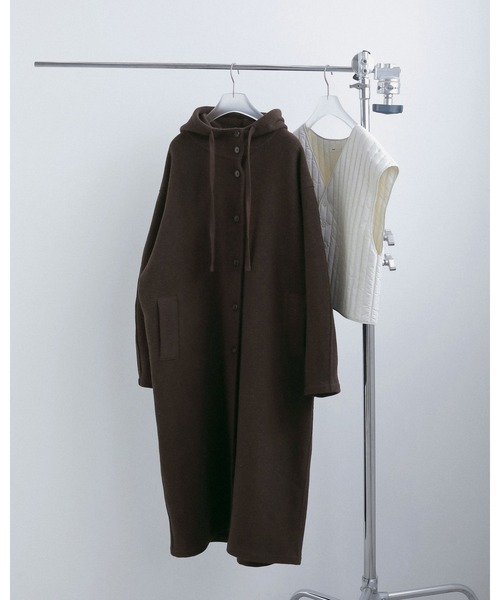 anuke（アンヌーク）の「Wool Hoodie Coat（ステンカラーコート・レディース・チャコールグレー/ブラウン/ブラック・38inch/36inch）」の7枚目の写真