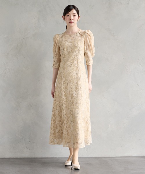 AIMER(エメ)の「ラメモールレース七分袖パネルラインフレアパーティードレス 結婚式 お呼ばれ ドレス 20代 30代(ドレス・レディース・グリーン/チャコールグレー/ベージュ/ブラウン・SMALL/MEDIUM/LARGE)」の17枚目の写真