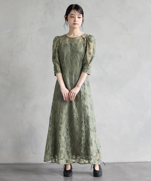 AIMER(エメ)の「ラメモールレース七分袖パネルラインフレアパーティードレス 結婚式 お呼ばれ ドレス 20代 30代(ドレス・レディース・グリーン/チャコールグレー/ベージュ/ブラウン・SMALL/MEDIUM/LARGE)」の10枚目の写真