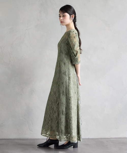 AIMER(エメ)の「ラメモールレース七分袖パネルラインフレアパーティードレス 結婚式 お呼ばれ ドレス 20代 30代(ドレス・レディース・グリーン/チャコールグレー/ベージュ/ブラウン・SMALL/MEDIUM/LARGE)」の11枚目の写真