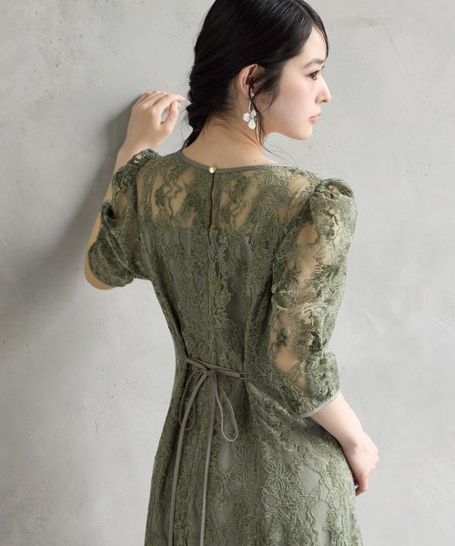 AIMER(エメ)の「ラメモールレース七分袖パネルラインフレアパーティードレス 結婚式 お呼ばれ ドレス 20代 30代(ドレス・レディース・グリーン/チャコールグレー/ベージュ/ブラウン・SMALL/MEDIUM/LARGE)」の14枚目の写真