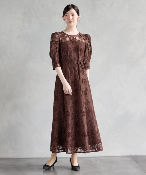 AIMER(エメ)の「ラメモールレース七分袖パネルラインフレアパーティードレス 結婚式 お呼ばれ ドレス 20代 30代(ドレス・レディース・グリーン/チャコールグレー/ベージュ/ブラウン・SMALL/MEDIUM/LARGE)」の8枚目の写真