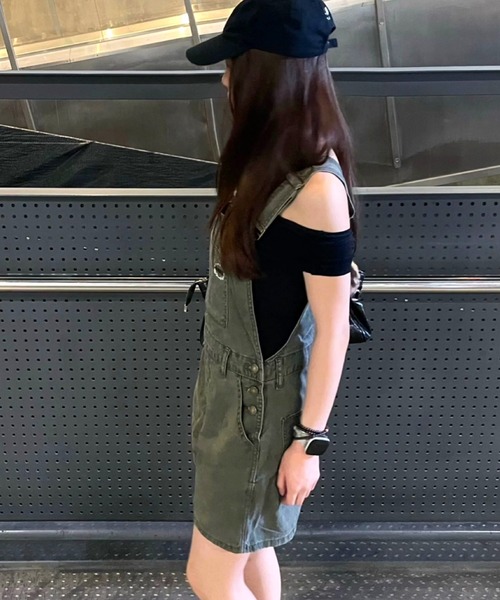 SHEENA（シーナ）の「ワンポイント刺繍ロゴショートサロペット（サロペット/オーバーオール・レディース・カーキ・M）」の19枚目の写真