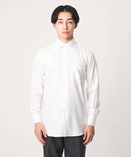 green label relaxing(グリーンレーベルリラクシング)の「コットン フレンチツイル ワイドカラー ドレスシャツ -形態安定-(ビジネスシャツ・メンズ・ホワイト・37cm/43cm/41cm/42cm/40cm/38cm/39cm)」の4枚目の写真