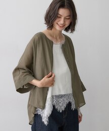 【秋羽織り/洗える】ドルマンスリーブ 6分袖シアーシャツブルゾン