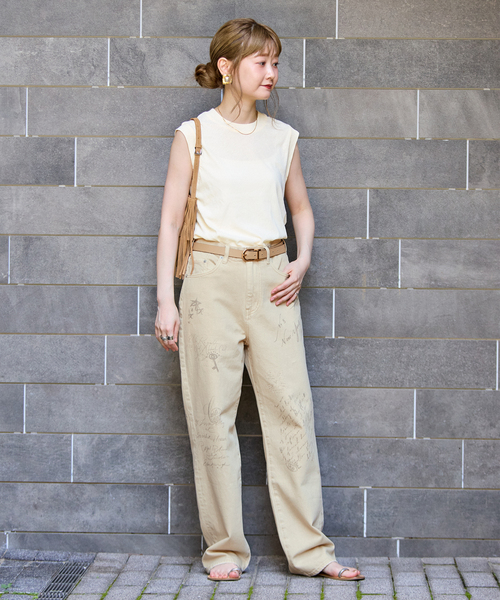 B.C STOCK（ベーセーストック）の「ウォッシャブル / DU JOUR / デュ ジュール SCRIPT PIPE JEAN（デニムパンツ・レディース・ベージュ/サックスブルー・38/36）」の7枚目の写真