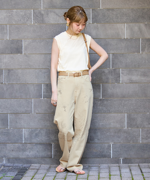 B.C STOCK（ベーセーストック）の「ウォッシャブル / DU JOUR / デュ ジュール SCRIPT PIPE JEAN（デニムパンツ・レディース・ベージュ/サックスブルー・38/36）」の8枚目の写真
