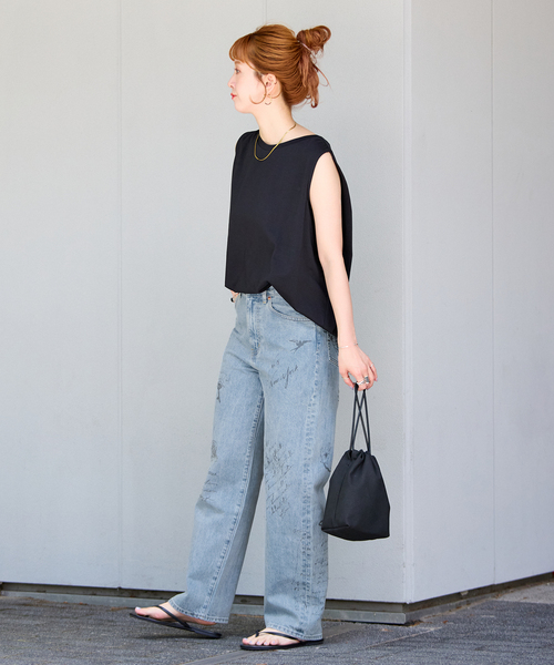 B.C STOCK（ベーセーストック）の「ウォッシャブル / DU JOUR / デュ ジュール SCRIPT PIPE JEAN（デニムパンツ・レディース・ベージュ/サックスブルー・38/36）」の17枚目の写真