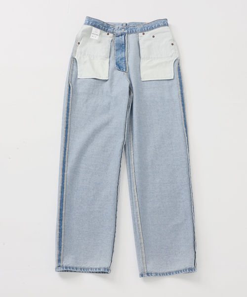 B.C STOCK（ベーセーストック）の「ウォッシャブル / DU JOUR / デュ ジュール SCRIPT PIPE JEAN（デニムパンツ・レディース・ベージュ/サックスブルー・38/36）」の5枚目の写真