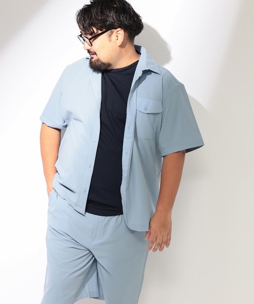 B&T CLUB（ビーティークラブ）の「セットアップ可能 シャツ 半袖 メンズ 大きいサイズ 無地 爽多 ストレッチ フラップポケットシャツ B＆T CLUB (ビーアンドティークラブ)（シャツ/ブラウス・メンズ・ベージュ/サックスブルー/ブラック・X1(3L～4L)/X4(8L～9L)/X2(4L～5L)/X3(6L～7L)）」の8枚目の写真