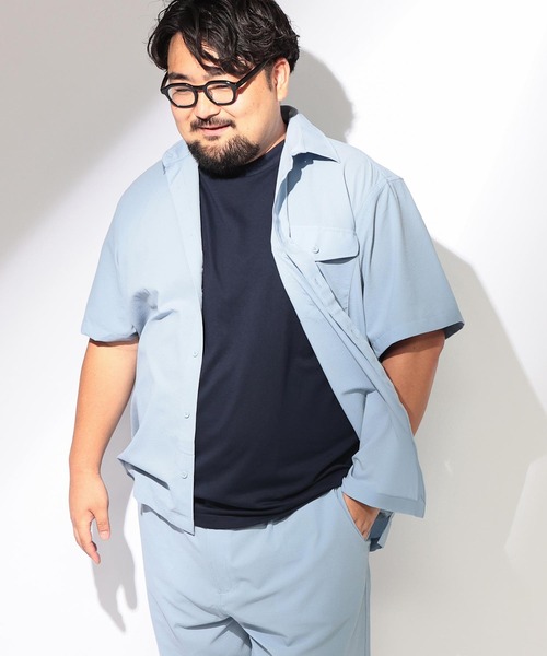B&T CLUB（ビーティークラブ）の「セットアップ可能 シャツ 半袖 メンズ 大きいサイズ 無地 爽多 ストレッチ フラップポケットシャツ B＆T CLUB (ビーアンドティークラブ)（シャツ/ブラウス・メンズ・ベージュ/サックスブルー/ブラック・X1(3L～4L)/X4(8L～9L)/X2(4L～5L)/X3(6L～7L)）」の10枚目の写真