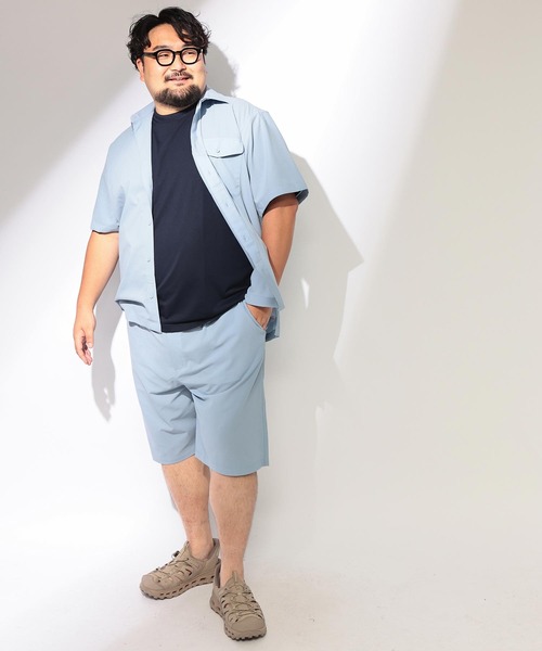 B&T CLUB（ビーティークラブ）の「セットアップ可能 シャツ 半袖 メンズ 大きいサイズ 無地 爽多 ストレッチ フラップポケットシャツ B＆T CLUB (ビーアンドティークラブ)（シャツ/ブラウス・メンズ・ベージュ/サックスブルー/ブラック・X1(3L～4L)/X4(8L～9L)/X2(4L～5L)/X3(6L～7L)）」の11枚目の写真