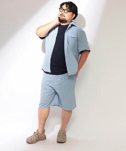 B&T CLUB（ビーティークラブ）の「セットアップ可能 シャツ 半袖 メンズ 大きいサイズ 無地 爽多 ストレッチ フラップポケットシャツ B＆T CLUB (ビーアンドティークラブ)（シャツ/ブラウス・メンズ・ベージュ/サックスブルー/ブラック・X1(3L～4L)/X4(8L～9L)/X2(4L～5L)/X3(6L～7L)）」の12枚目の写真
