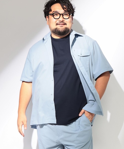 B&T CLUB（ビーティークラブ）の「セットアップ可能 シャツ 半袖 メンズ 大きいサイズ 無地 爽多 ストレッチ フラップポケットシャツ B＆T CLUB (ビーアンドティークラブ)（シャツ/ブラウス・メンズ・ベージュ/サックスブルー/ブラック・X1(3L～4L)/X4(8L～9L)/X2(4L～5L)/X3(6L～7L)）」の13枚目の写真