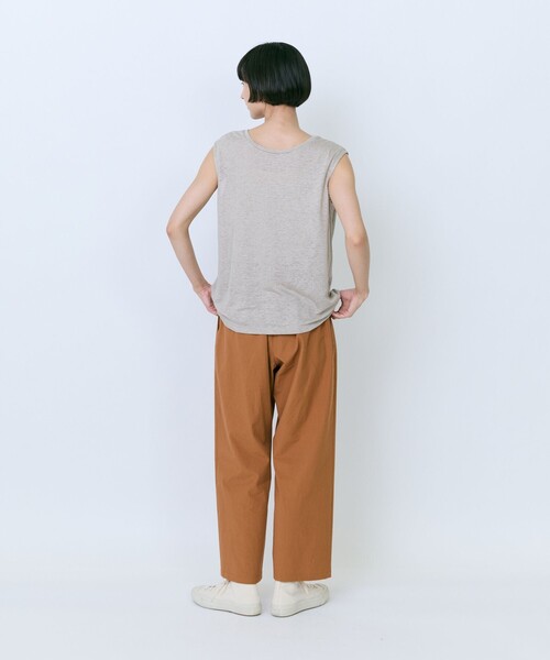 LOISIR（ロワズィール）の「リネン天竺スリーブレストップス（Tシャツ/カットソー・レディース・チャコール/キナリ・FREE）」の5枚目の写真