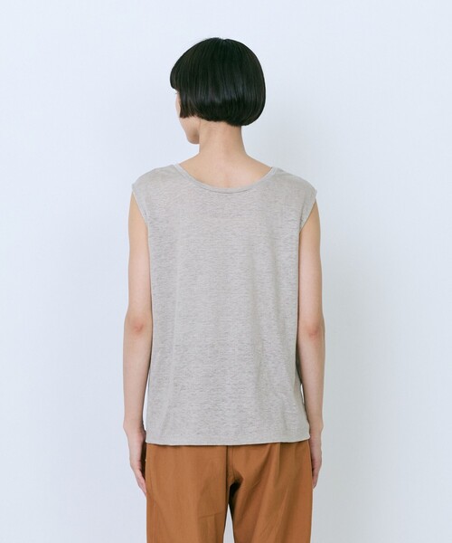 LOISIR（ロワズィール）の「リネン天竺スリーブレストップス（Tシャツ/カットソー・レディース・チャコール/キナリ・FREE）」の10枚目の写真
