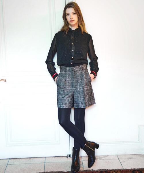 DRESSTERIOR(ドレステリア)の「【セットアップ可】ループグレンチェックショートパンツ(その他パンツ・レディース・ブラック系1・38/36/34)」の3枚目の写真