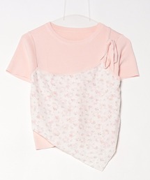 花柄レース半袖ニットトップス 夏物 夏服