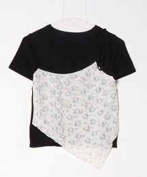 花柄レース半袖ニットトップス 夏物 夏服