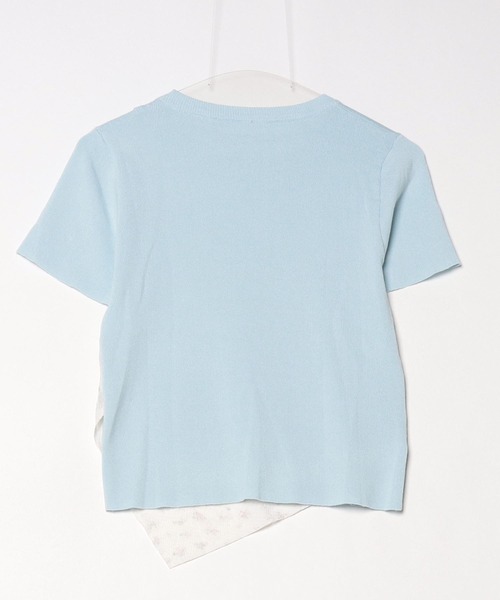 Chick(チック)の「花柄レース半袖ニットトップス 夏物 夏服(Tシャツ/カットソー・レディース・ピンク/サックスブルー/アッシュグレー/ブラック・FREE)」の5枚目の写真
