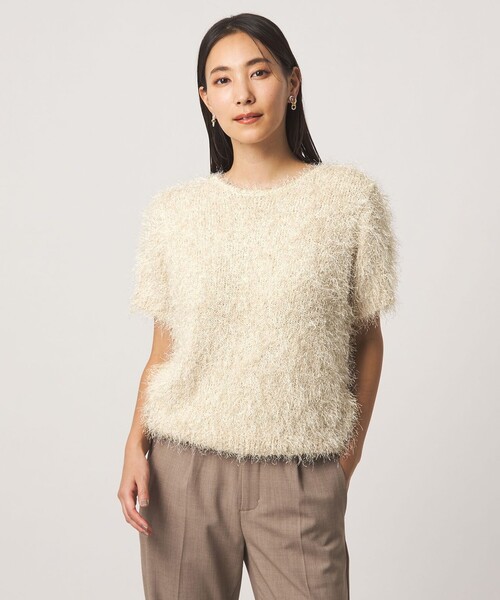 A DAY IN THE LIFE UNITED ARROWS(アデイインザライフユナイテッドアローズ)の「ラメ フェザー ショートスリーブニット <A DAY IN THE LIFE>(ニット/セーター・レディース・ナチュラル/グレー系・FREE)」の20枚目の写真