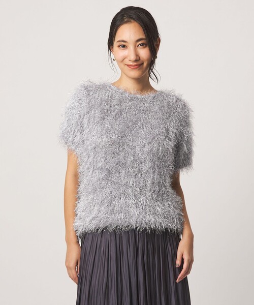 A DAY IN THE LIFE UNITED ARROWS(アデイインザライフユナイテッドアローズ)の「ラメ フェザー ショートスリーブニット <A DAY IN THE LIFE>(ニット/セーター・レディース・ナチュラル/グレー系・FREE)」の18枚目の写真