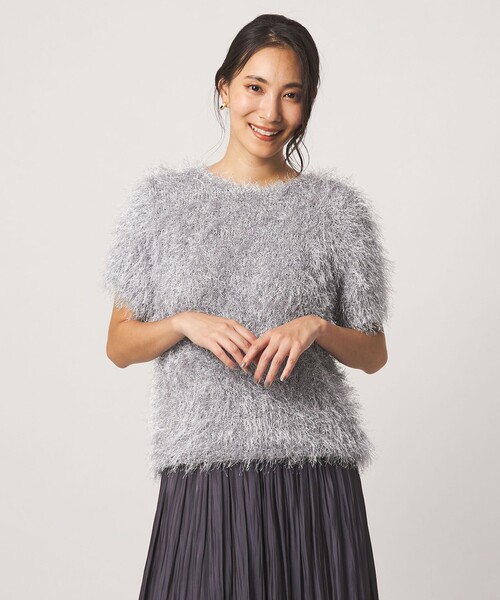 A DAY IN THE LIFE UNITED ARROWS(アデイインザライフユナイテッドアローズ)の「ラメ フェザー ショートスリーブニット <A DAY IN THE LIFE>(ニット/セーター・レディース・ナチュラル/グレー系・FREE)」の17枚目の写真