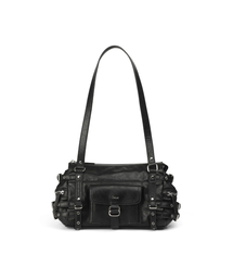 BELTED POCKET MINI SHOULDER BAG IN BLACK