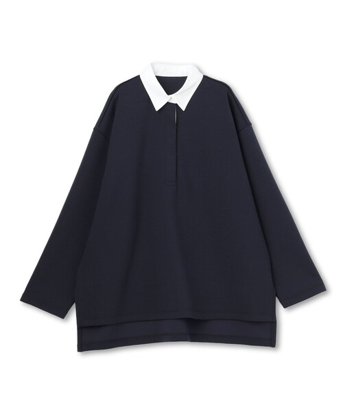 UNFILO(アンフィーロ)の「BEAUTY FORM JERSEY ラガーシャツ(スウェット・レディース・ベージュ系/ネイビー系・SMALL/MEDIUM)」の12枚目の写真