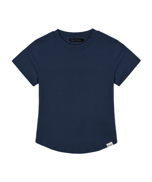 NICK&NICOLE(ニックアンドニコール)の「CURVED SLIM TOP_NAVY(Tシャツ/カットソー・レディース・その他・FREE)」の1枚目の写真