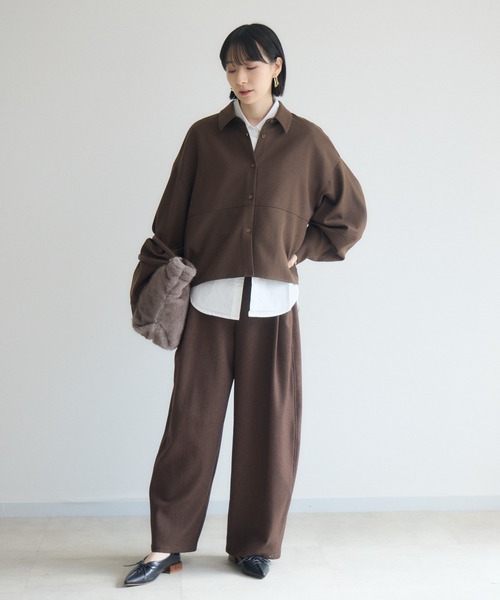 Paradise Picnic(パラダイスピクニック)の「cloche 機能素材ランタンスリーブシャツ(シャツ/ブラウス・レディース・ブラウン/ベージュ/チャコールグレー・FREE)」の5枚目の写真