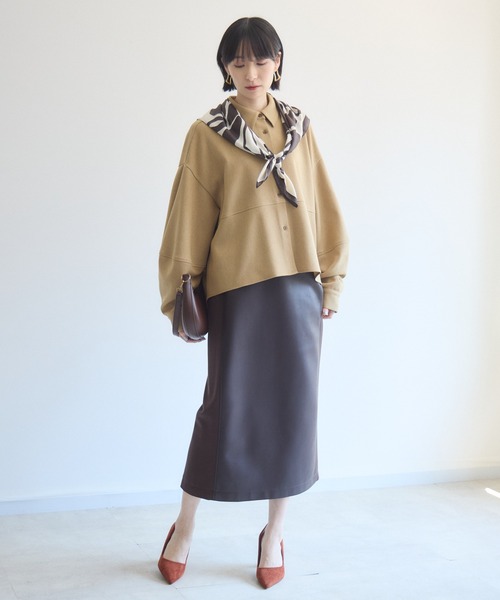 Paradise Picnic(パラダイスピクニック)の「cloche 機能素材ランタンスリーブシャツ(シャツ/ブラウス・レディース・ブラウン/ベージュ/チャコールグレー・FREE)」の12枚目の写真