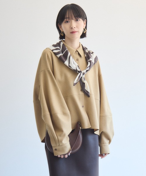 Paradise Picnic(パラダイスピクニック)の「cloche 機能素材ランタンスリーブシャツ(シャツ/ブラウス・レディース・ブラウン/ベージュ/チャコールグレー・FREE)」の14枚目の写真