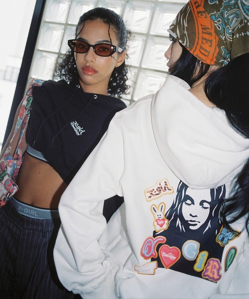 X-girl(エックスガール)の「X-girl x COOKIEBOY SWEAT HOODIE(パーカー・レディース・ホワイト/ブラック・M/S/L)」の1枚目の写真