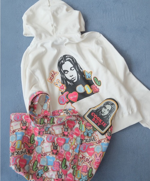 X-girl(エックスガール)の「X-girl x COOKIEBOY SWEAT HOODIE(パーカー・レディース・ホワイト/ブラック・M/S/L)」の9枚目の写真