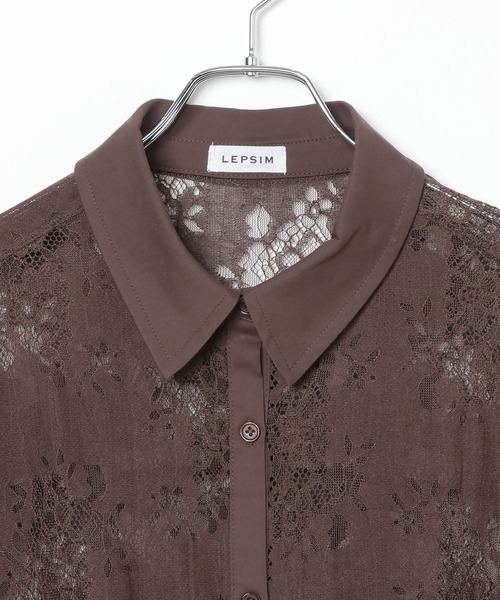 LEPSIM(レプシィム)の「モダンレースシャーリングシャツ 1069796(シャツ/ブラウス・レディース・アイボリー/ブラウン/ブラック・FREE)」の5枚目の写真